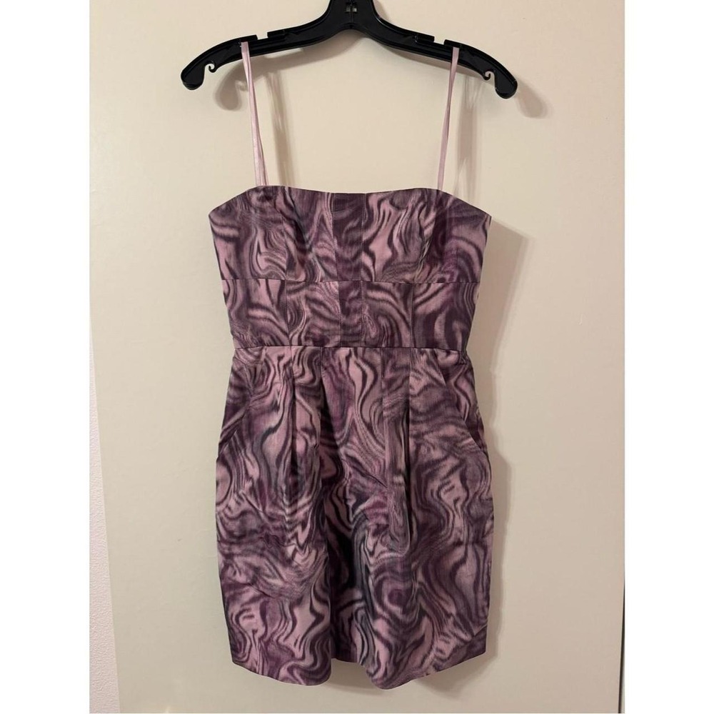 BCBGMAXAZRIA Purple Marble Swirl Strapless Mini Dress Size 4 Y2K Party